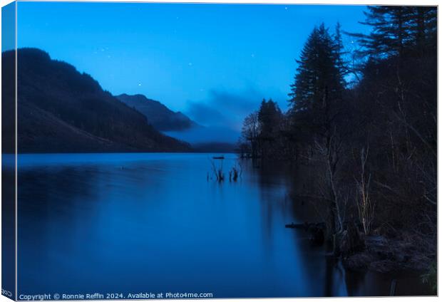 Loch Eck At Inverchapel In The Blue Hour Canvas Print by Ronnie Reffin