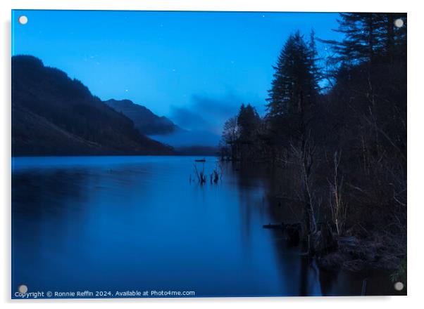 Loch Eck At Inverchapel In The Blue Hour Acrylic by Ronnie Reffin
