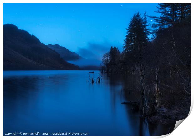 Loch Eck At Inverchapel In The Blue Hour Print by Ronnie Reffin