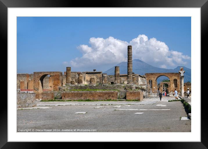 Pompeii The Forum and Versuvius Framed Mounted Print by Diana Mower