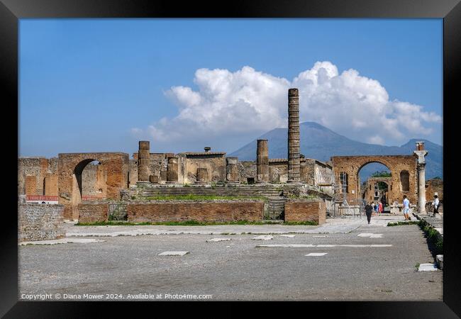 Pompeii The Forum and Versuvius Framed Print by Diana Mower