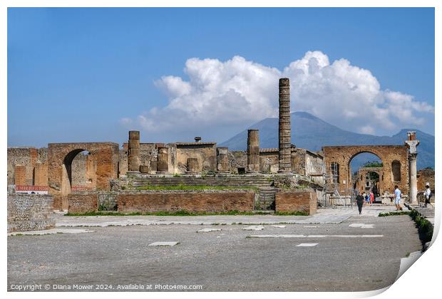 Pompeii The Forum and Versuvius Print by Diana Mower