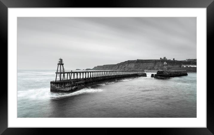 East Pier Black and White  Framed Mounted Print by Anthony McGeever