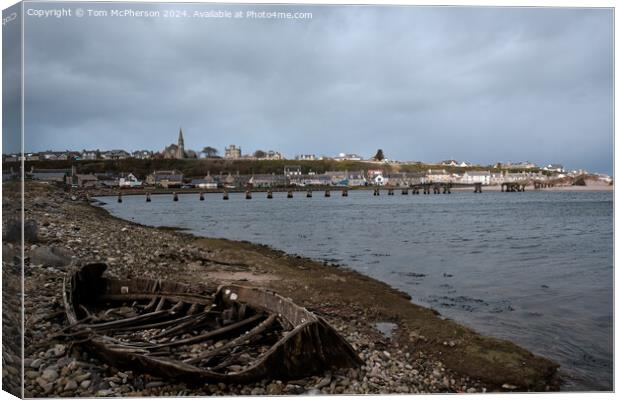 Lossiemouth footbridge (remains of) Canvas Print by Tom McPherson