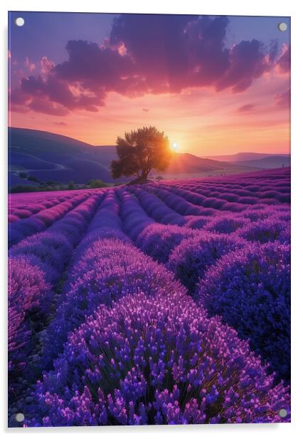 lavender Fields at Sunrise Acrylic by T2 