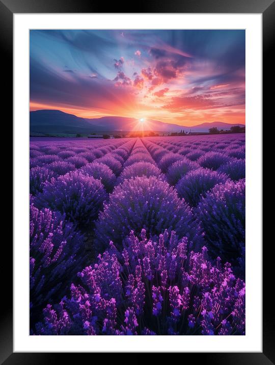 lavender Fields at Sunrise Framed Mounted Print by T2 