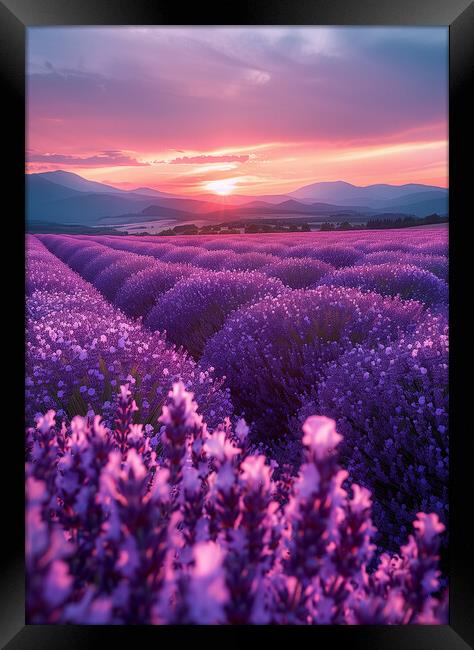 lavender Fields at Sunrise Framed Print by T2 