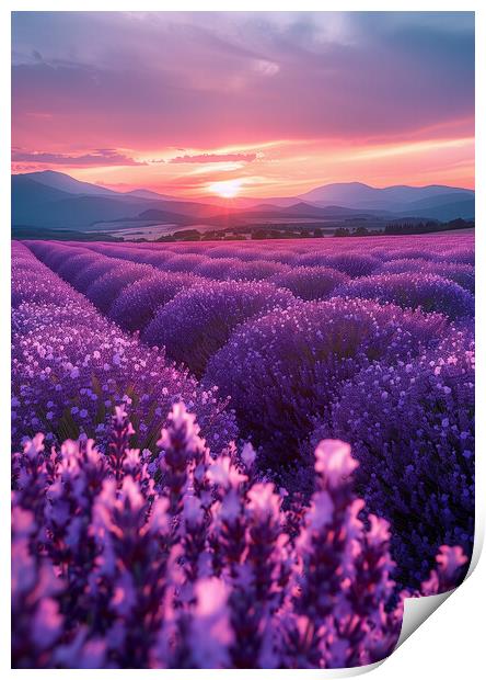 lavender Fields at Sunrise Print by T2 