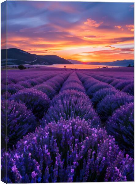 lavender Fields at Sunrise Canvas Print by T2 