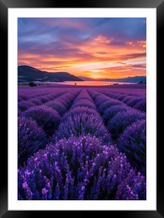 lavender Fields at Sunrise Framed Mounted Print by T2 