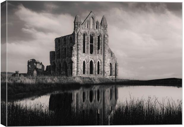 Whitby Abbey Black and White  Canvas Print by Anthony McGeever