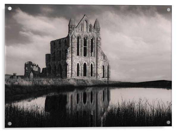 Whitby Abbey Black and White  Acrylic by Anthony McGeever