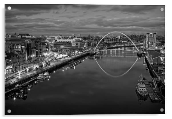 River Tyne at Dusk, Newcastle-Gateshead Acrylic by Rob Cole
