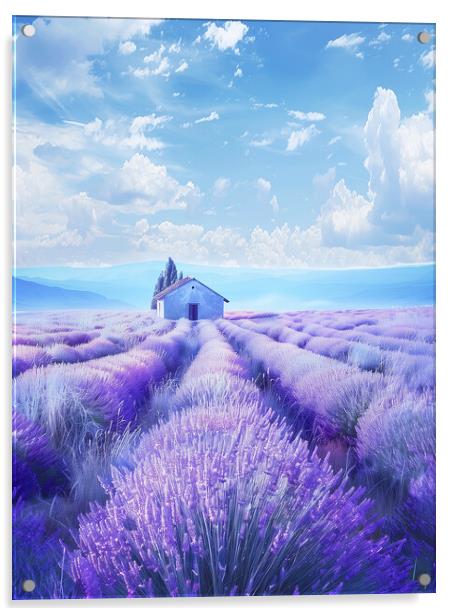 lavender Fields Provence France Acrylic by T2 