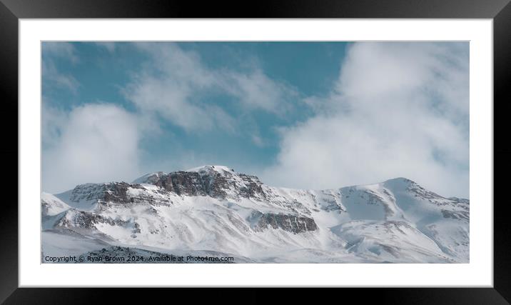 Icelandic Snow Capped Mountain Framed Mounted Print by Ryan Brown