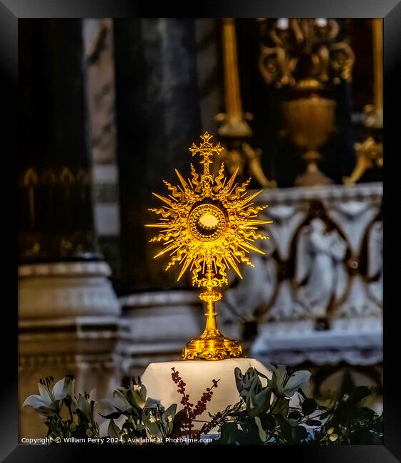 Golden Monstrance Holding Bread Basilica of Notre Dame Lyon Fran Framed Print by William Perry