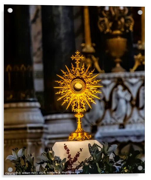 Golden Monstrance Holding Bread Basilica of Notre Dame Lyon Fran Acrylic by William Perry