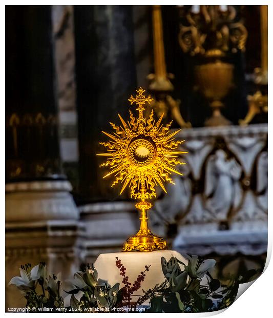 Golden Monstrance Holding Bread Basilica of Notre Dame Lyon Fran Print by William Perry