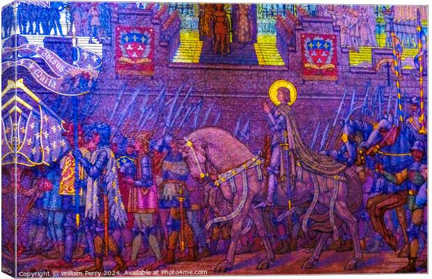 Joan of Arc Mosaic Basilica of Notre Dame Lyon France Canvas Print by William Perry