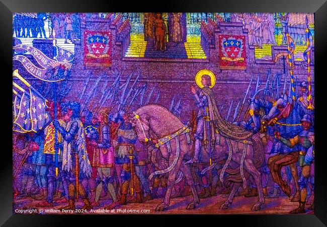Joan of Arc Mosaic Basilica of Notre Dame Lyon France Framed Print by William Perry