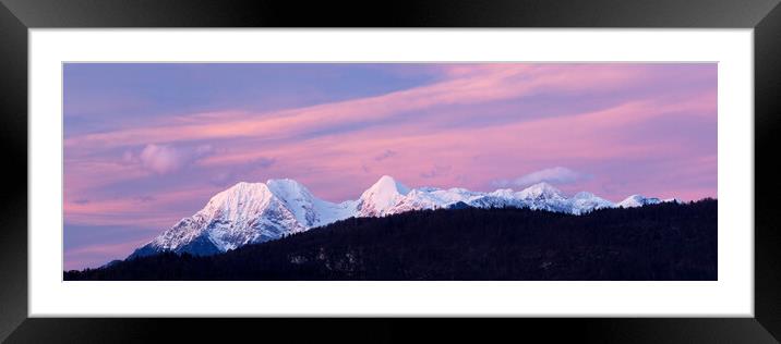 Panorama of the Kamnik Alps at sunset Framed Mounted Print by Ian Middleton