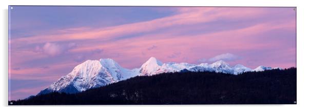 Panorama of the Kamnik Alps at sunset Acrylic by Ian Middleton