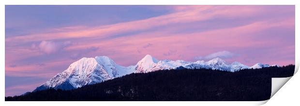 Panorama of the Kamnik Alps at sunset Print by Ian Middleton