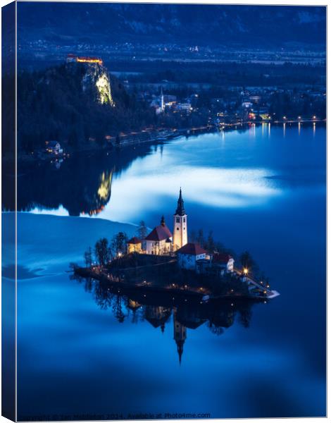 Dawn over Lake Bled. Canvas Print by Ian Middleton