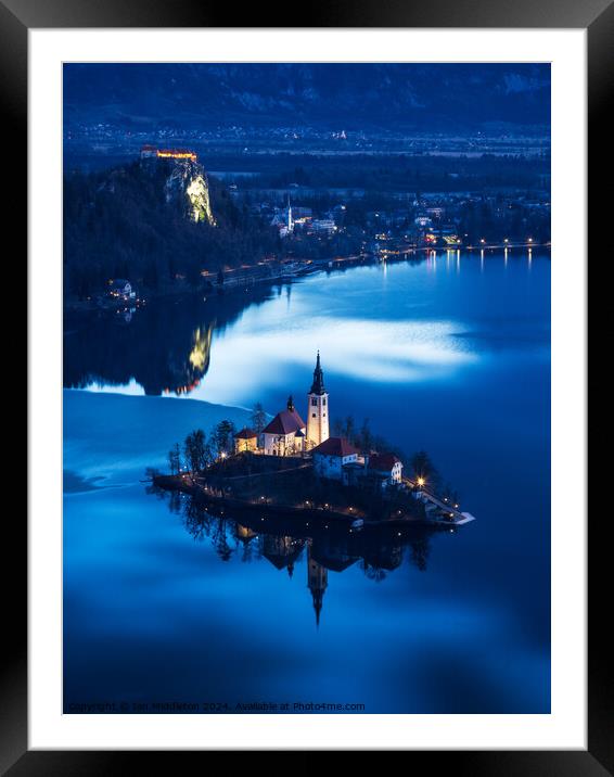 Dawn over Lake Bled. Framed Mounted Print by Ian Middleton