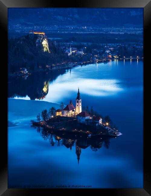 Dawn over Lake Bled. Framed Print by Ian Middleton