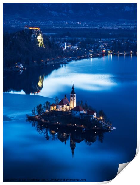 Dawn over Lake Bled. Print by Ian Middleton