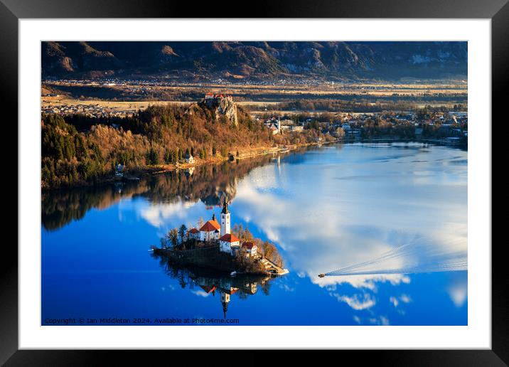 View of Lake Bled from Mala Osojnica Framed Mounted Print by Ian Middleton