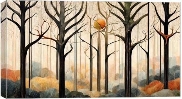 Forest of Bare Trees. Canvas Print by Anne Macdonald