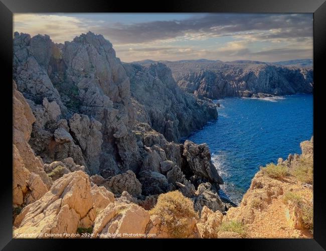 Jagged Cliffs at Fornells Shoreline Menorca Framed Print by Deanne Flouton