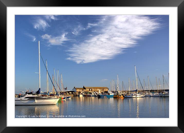 Boats Lyme Regis Harbour Framed Mounted Print by Les Schofield