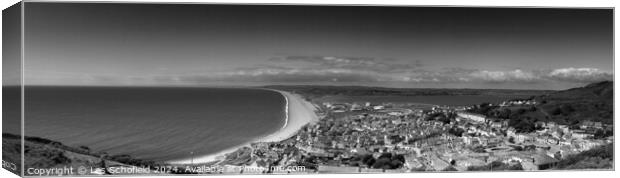 Panoramic Chesil Beach Dorset Canvas Print by Les Schofield