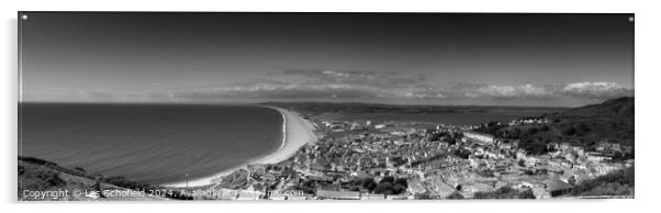 Panoramic Chesil Beach Dorset Acrylic by Les Schofield