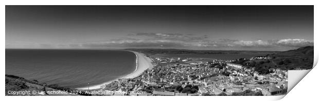 Panoramic Chesil Beach Dorset Print by Les Schofield