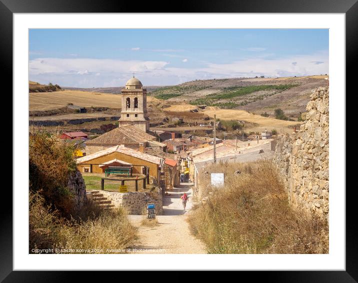 Belltower of the parish church - Hontanas Framed Mounted Print by Laszlo Konya