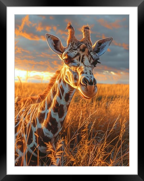 Giraffe Framed Mounted Print by T2 
