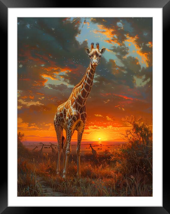 Giraffe Framed Mounted Print by T2 