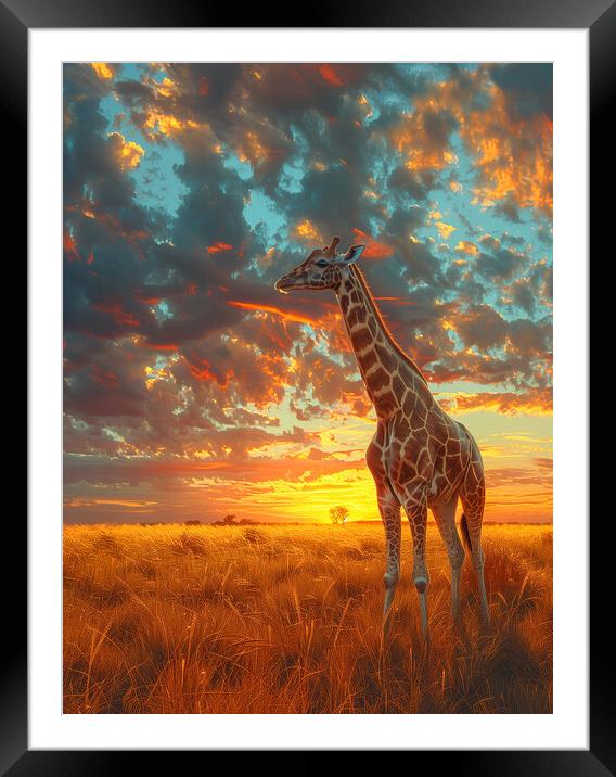 Giraffe Framed Mounted Print by T2 