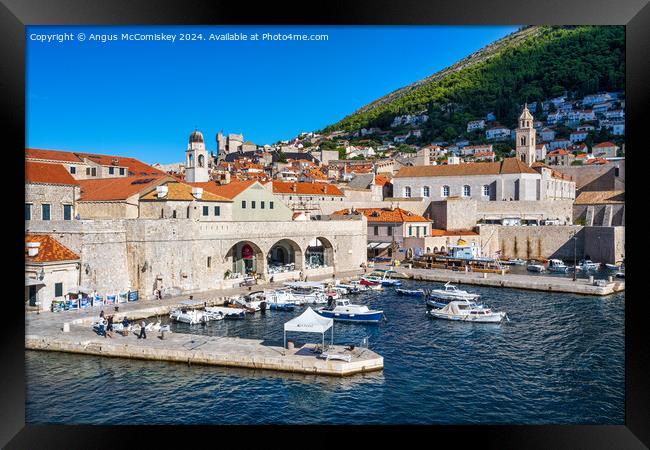 Early morning in Dubrovnik harbour, Croatia Framed Print by Angus McComiskey