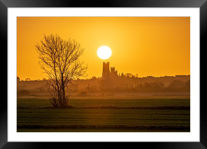 Sunrise behind Ely Cathedral, 23rd March 2024 Framed Mounted Print by Andrew Sharpe