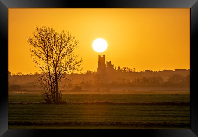 Sunrise behind Ely Cathedral, 23rd March 2024 Framed Print by Andrew Sharpe