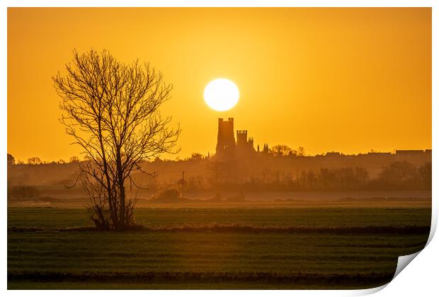 Sunrise behind Ely Cathedral, 23rd March 2024 Print by Andrew Sharpe