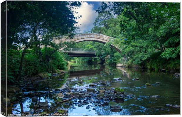 Beggar's Bridge and the River Esk, Glaisdale Canvas Print by Colin Green