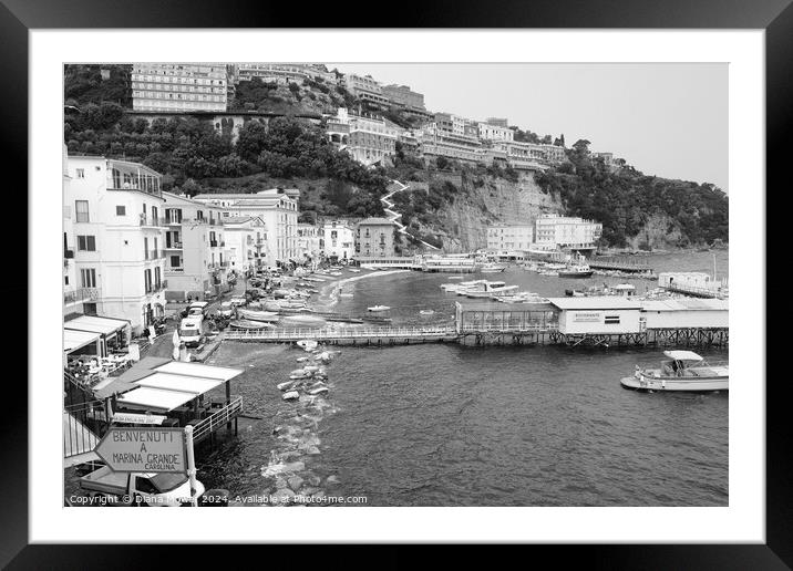  Sorrento Marina Grande Monochrome Framed Mounted Print by Diana Mower