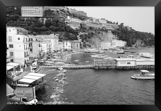  Sorrento Marina Grande Monochrome Framed Print by Diana Mower