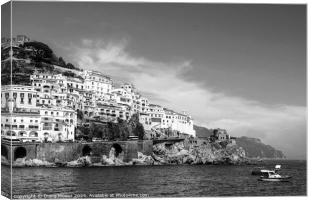 Amalfi Italy Monochrome Canvas Print by Diana Mower